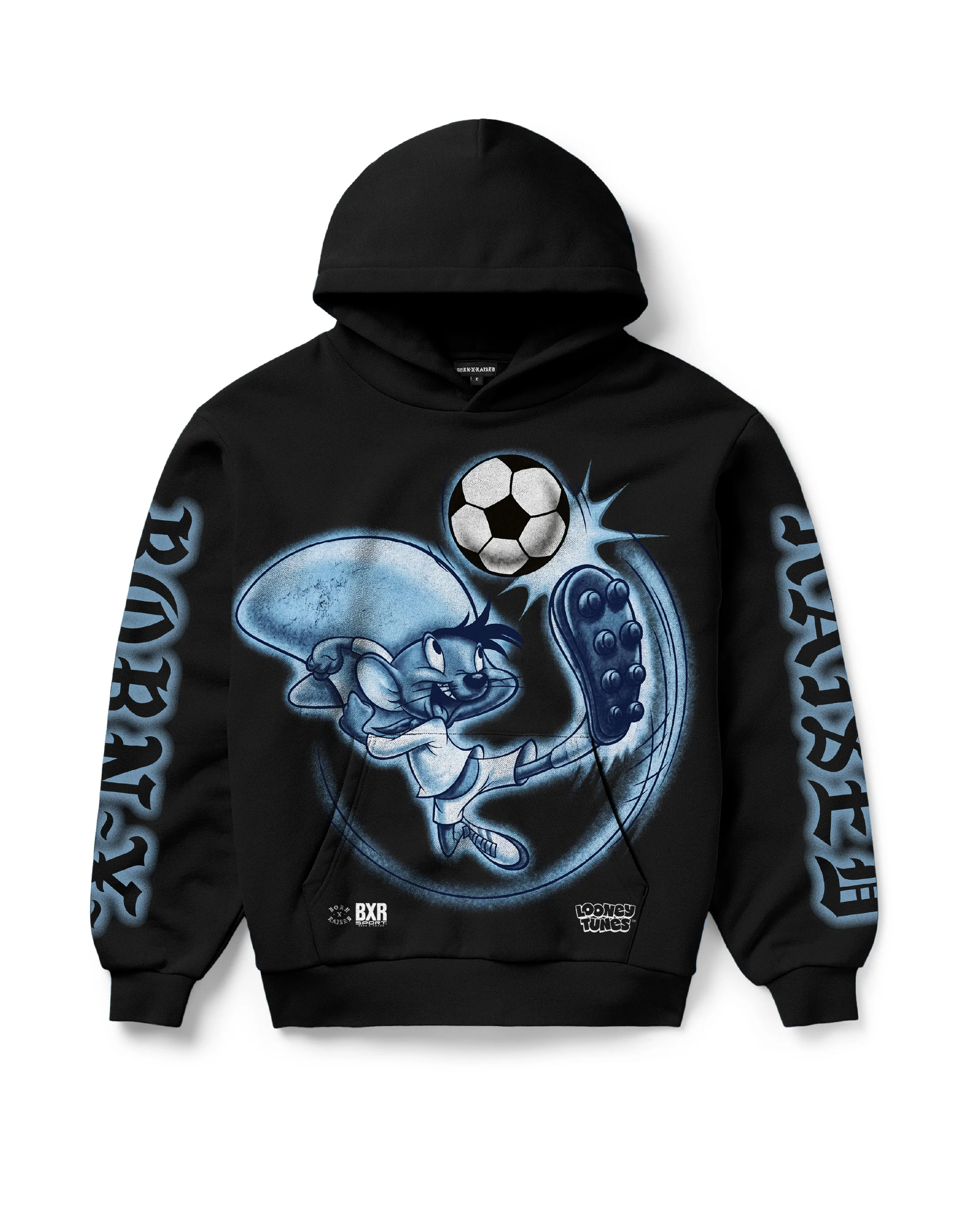 BORN X RAISED + LOONEY TUNES WORLD CUP HOODIE: BLACK