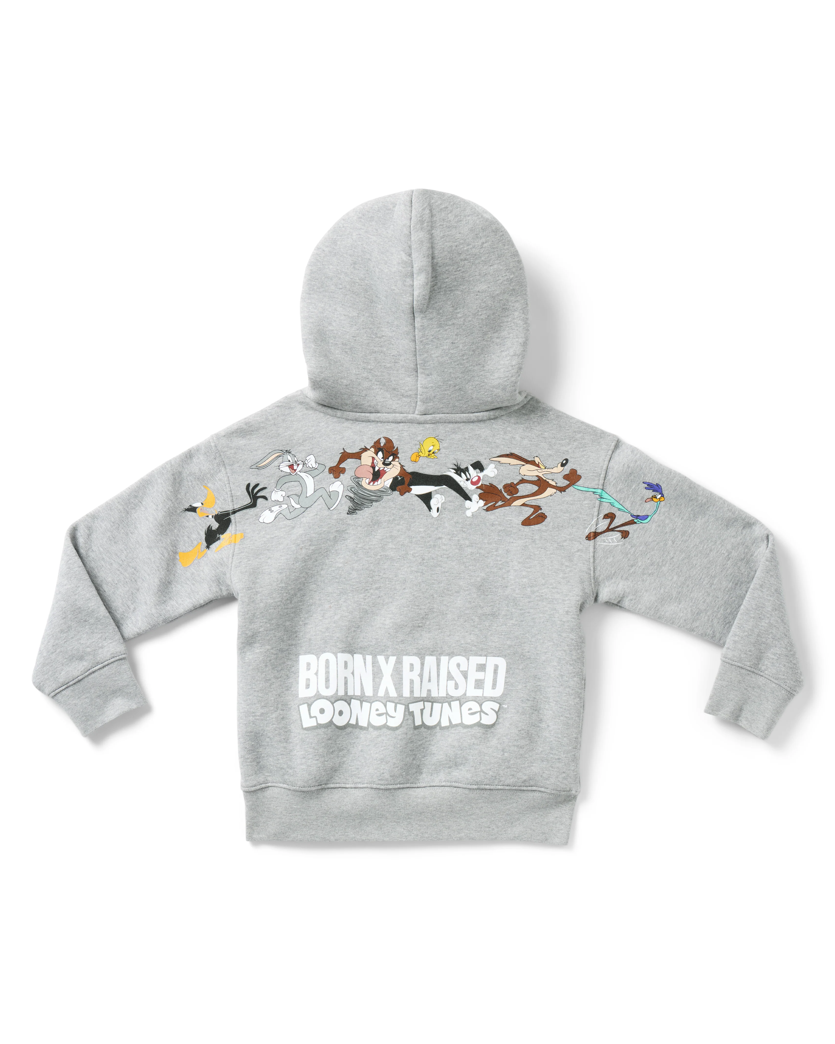 BORN X RAISED + LOONEY TUNES YOUTH LINE UP HOODIE: HEATHER GREY - Image 3