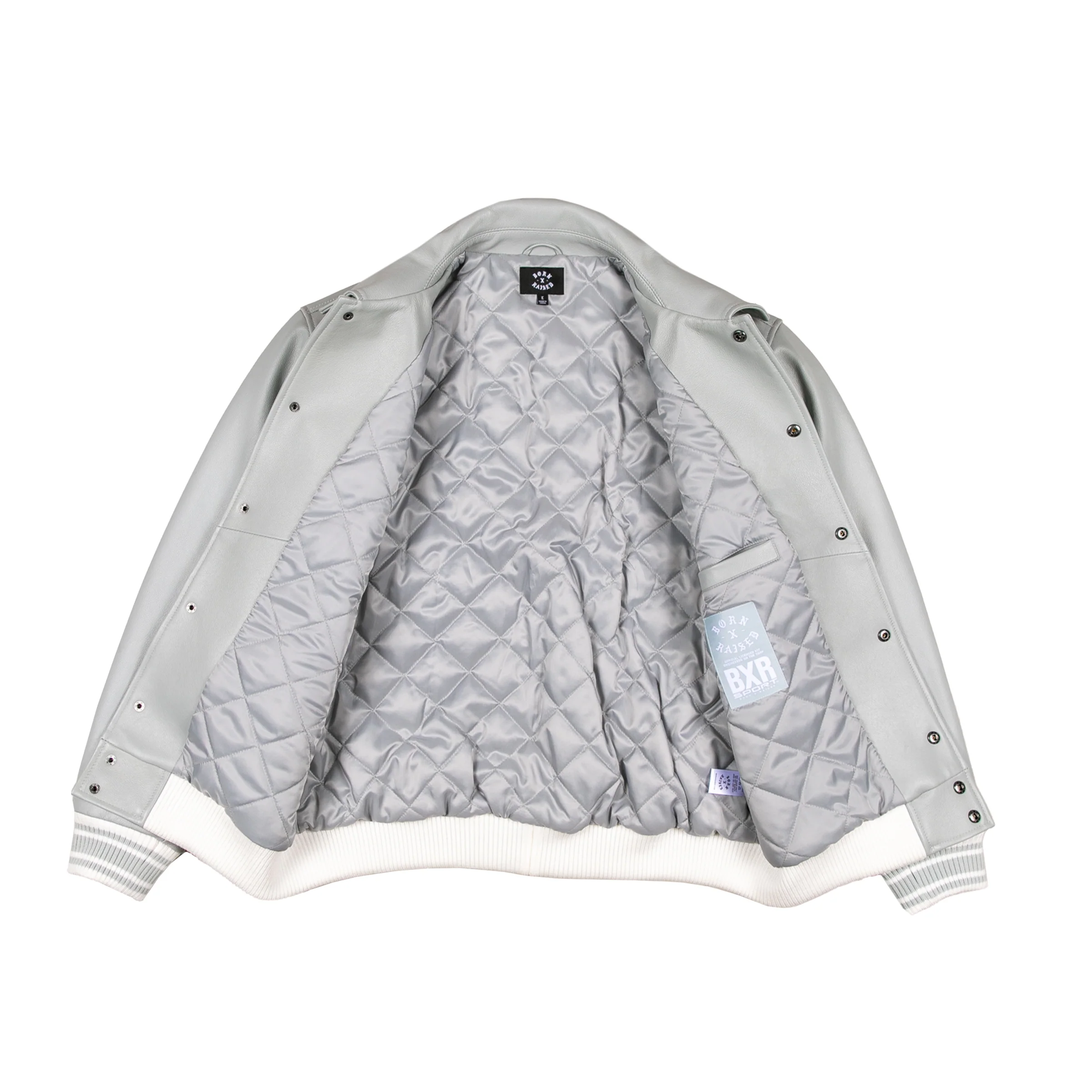 BXR ARCH LEATHER JACKET: GREY - Image 3