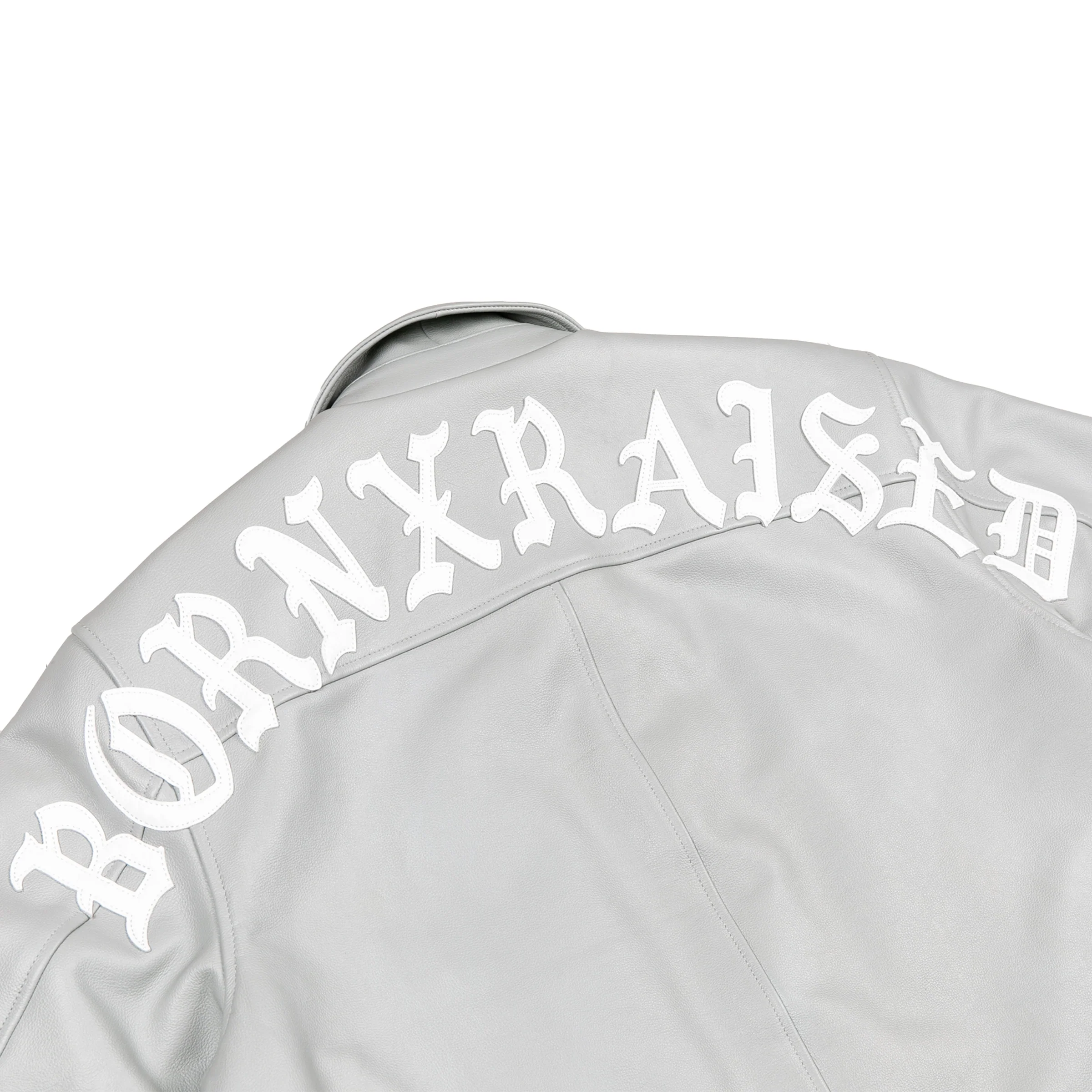 BXR ARCH LEATHER JACKET: GREY - Image 6