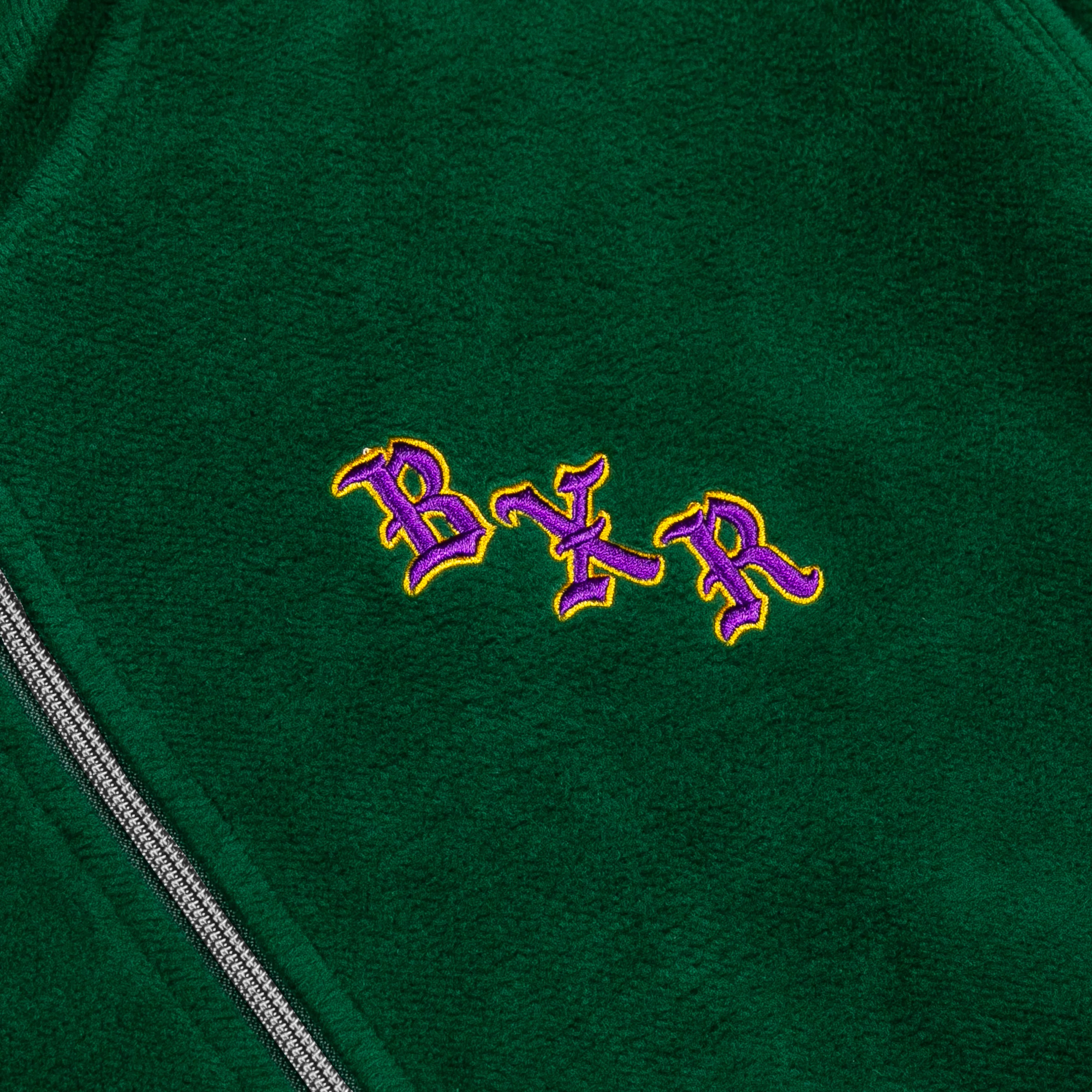 BXR EMBROIDERED INSIDE OUT ZIP-UP HOODIE: HUNTER GREEN - Image 4