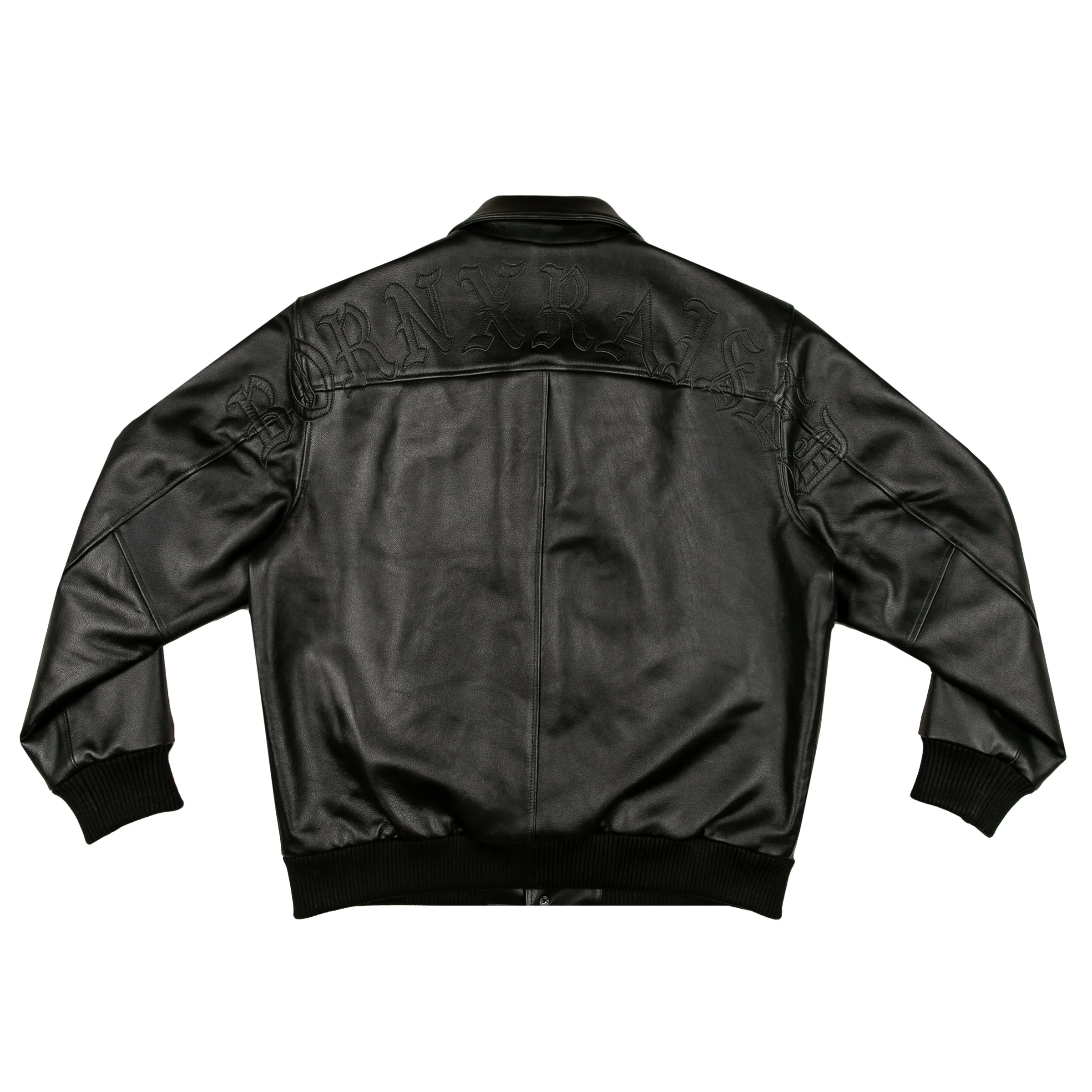 BXR TONAL ARCH LEATHER JACKET: BLACK - Image 2