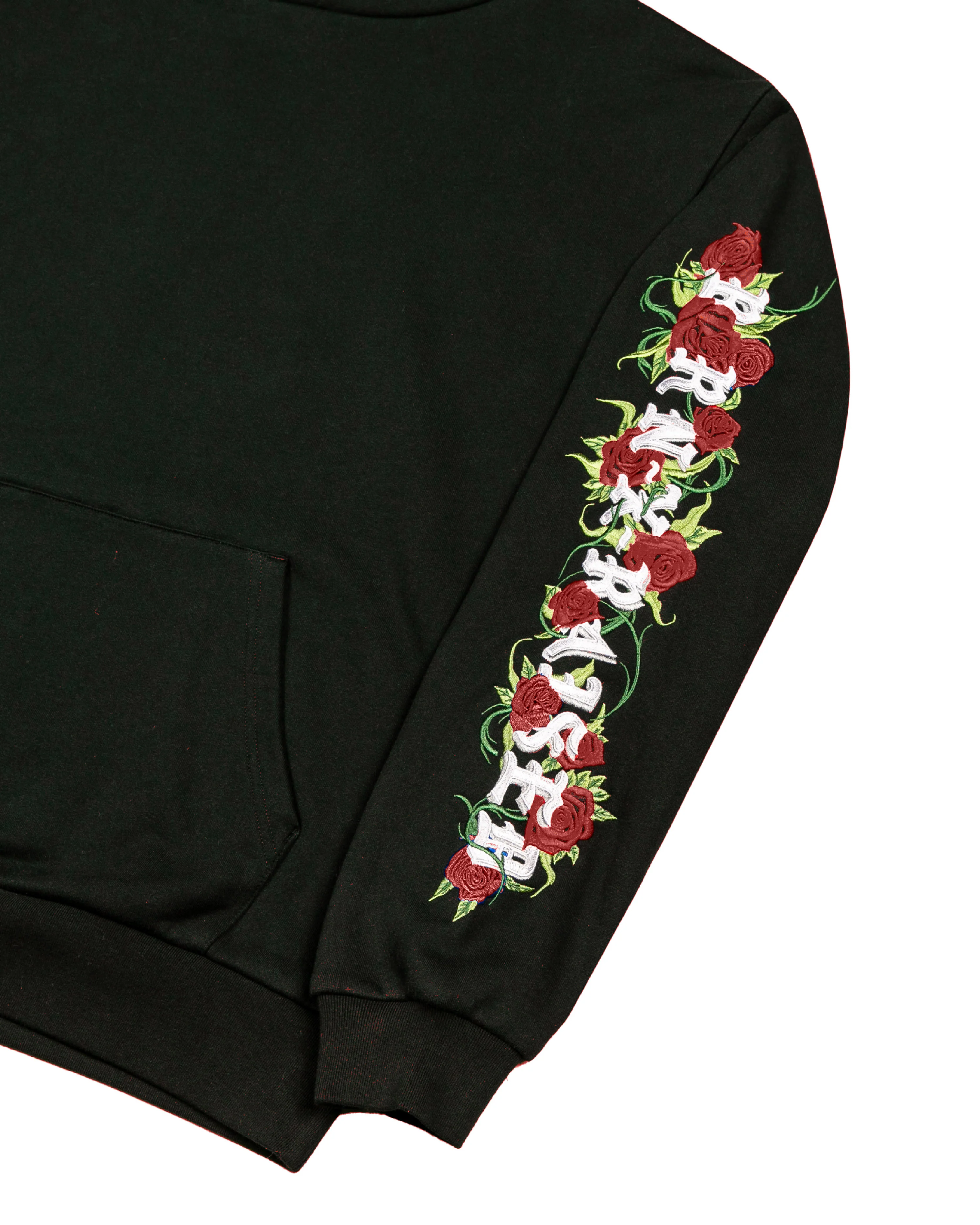 EMBROIDERED ROSES HOODIE: BLACK - Image 3