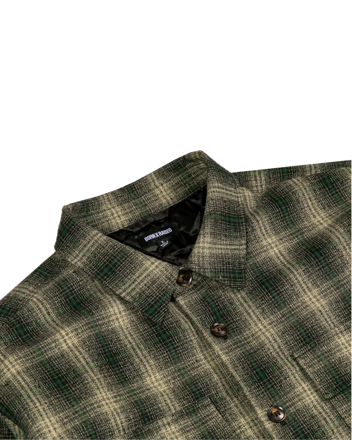 OVERSIZED FLANNEL SHIRT JACKET: GREEN / BLACK - Image 3