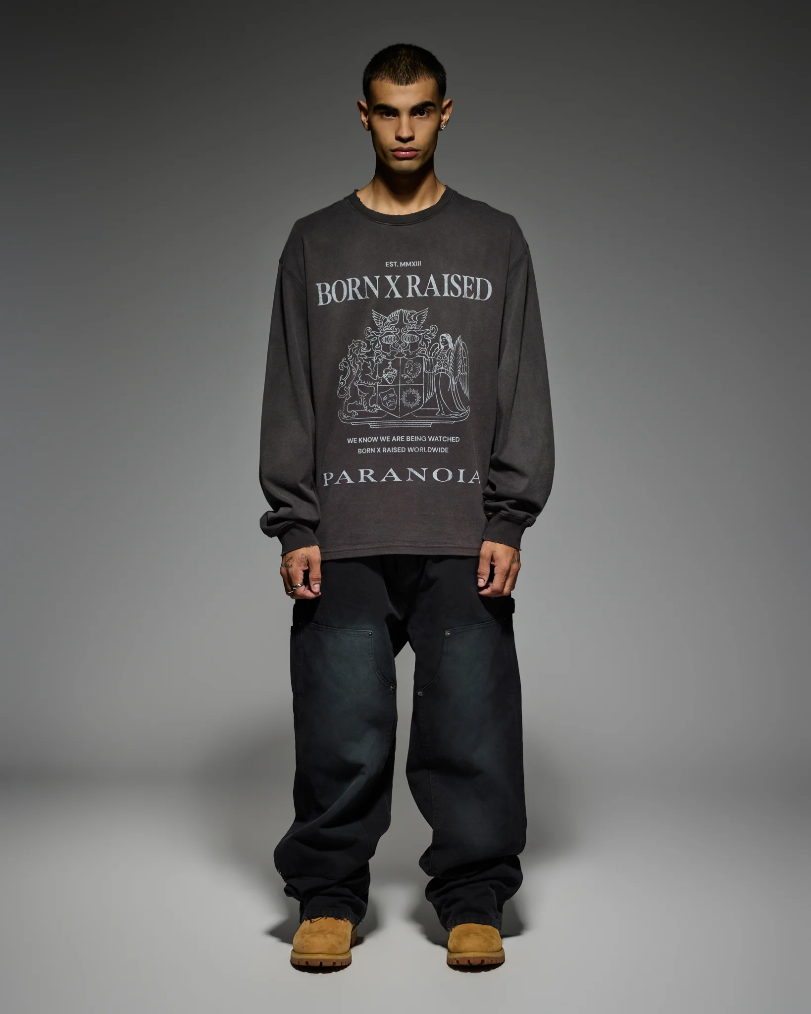 PARANOIA CREST LONGSLEEVE: VINTAGE BLACK - Image 4