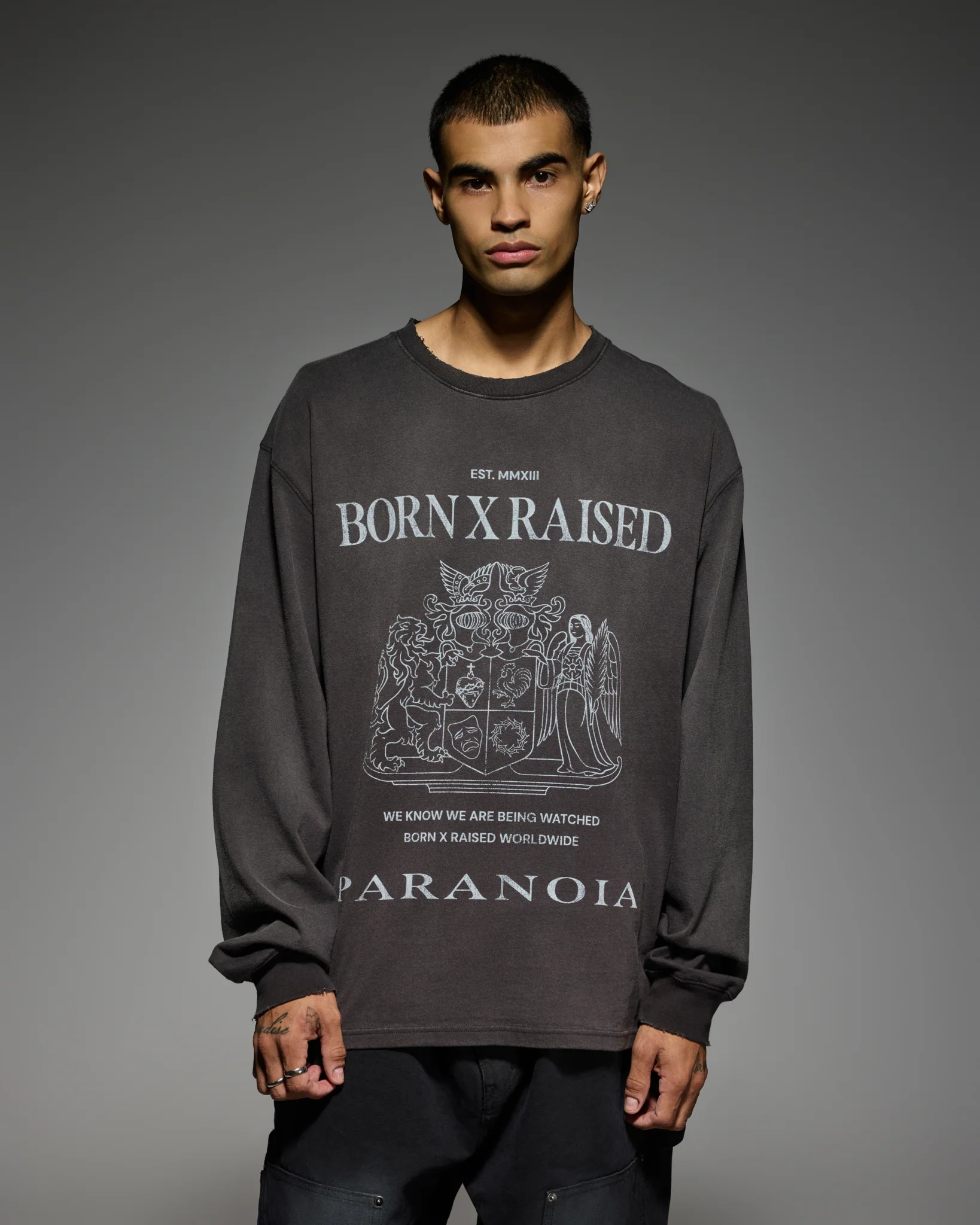PARANOIA CREST LONGSLEEVE: VINTAGE BLACK - Image 5