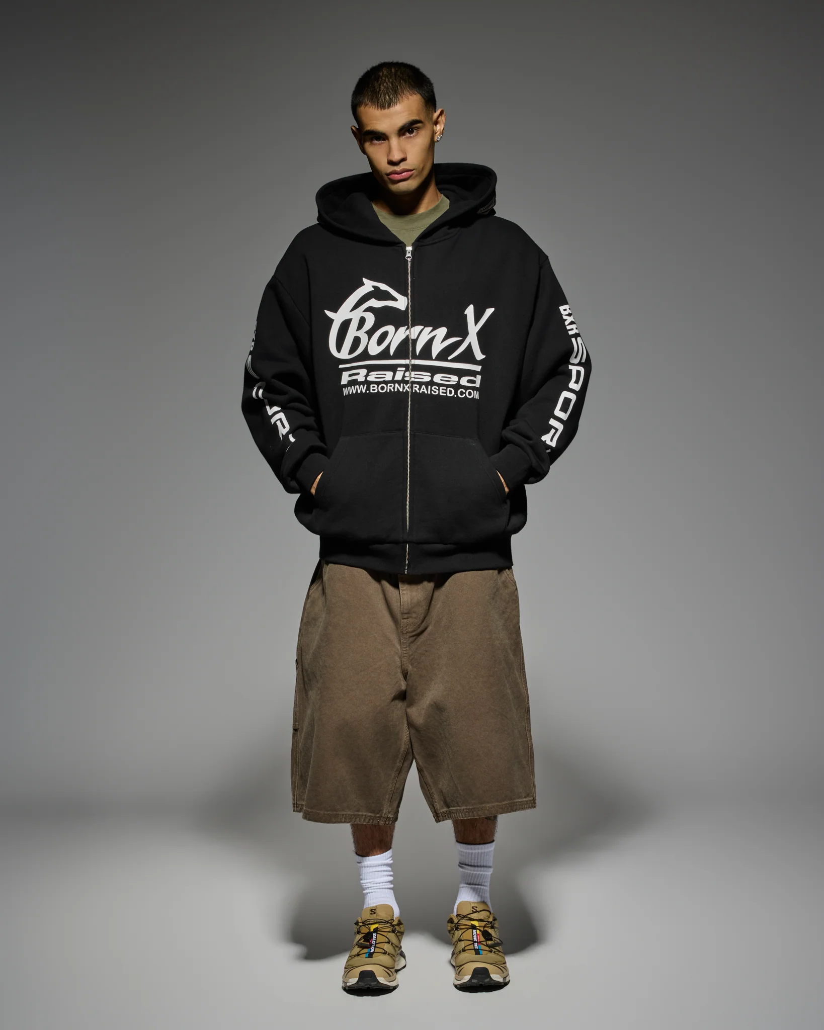 PARLAY ZIP-UP HOODIE: BLACK - Image 3