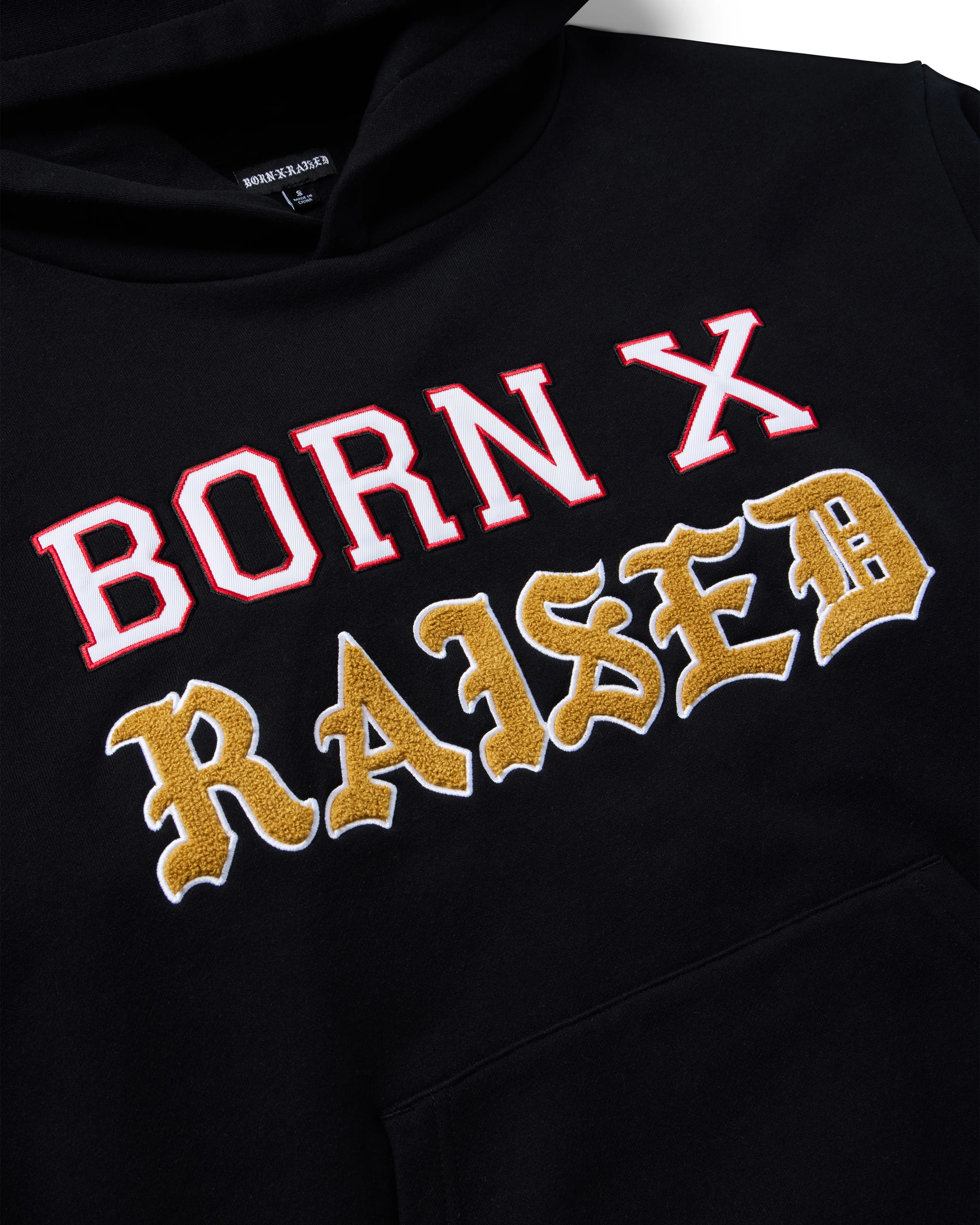 APPLIQUE STACK HOODIE: BLACK - Image 3